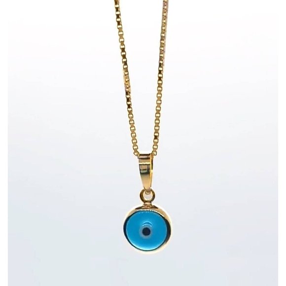 10K Real Yellow Gold Evil Eye Pendant, Good Luck Protection Charm Stamped 10K - Picture 1 of 2